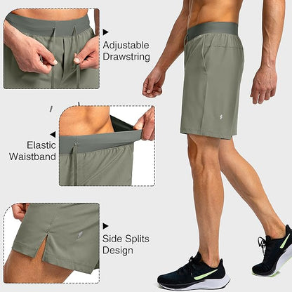 Men's Running Shorts with Zipper Pockets 9 Inch/ 7 Inch / 5 Inch Lightweight Quick Dry Gym Workout