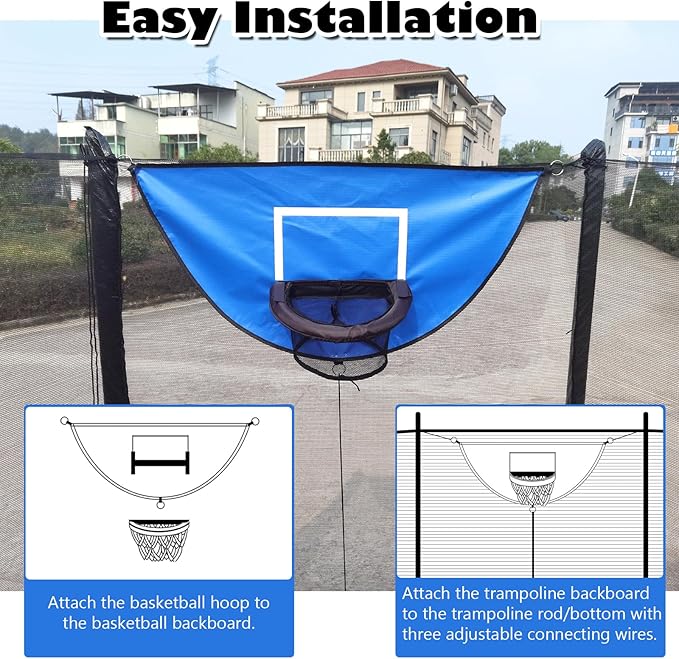 Trampoline Basketball Hoop, with Pump and 4 Mini Balls, Easy to Install, Universal Trampoline