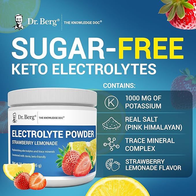 Dr. Berg Zero Sugar Hydration Keto Electrolyte Powder - Enhanced w/ 1000 mg of Potassium & Real