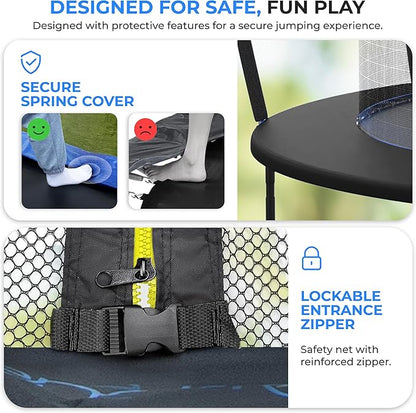 Serenelife 12FT 10FT 8FT Recreational Trampolines with Enclosure Net and Ladder and Anti-Rust