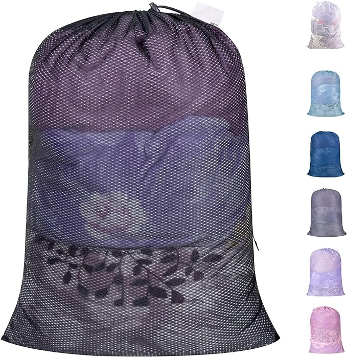 Polecasa Diamond Mesh Laundry Bags, 24 x 36 inches Heavy Duty Mesh Laundry Bag with ID Tag and