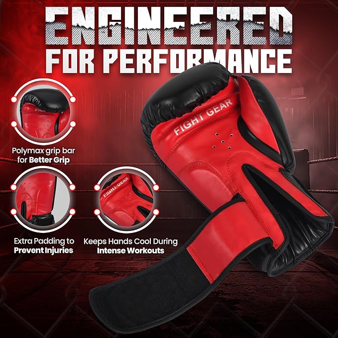 Knockout Gel Boxing Gloves for Men Women - Pro Training Sparring, Maya Hide Leather Muay Thai MMA