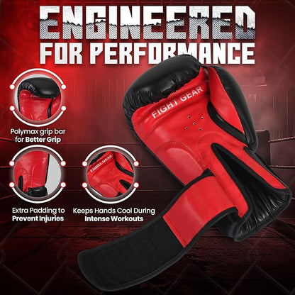 Knockout Gel Boxing Gloves for Men Women - Pro Training Sparring, Maya Hide Leather Muay Thai MMA