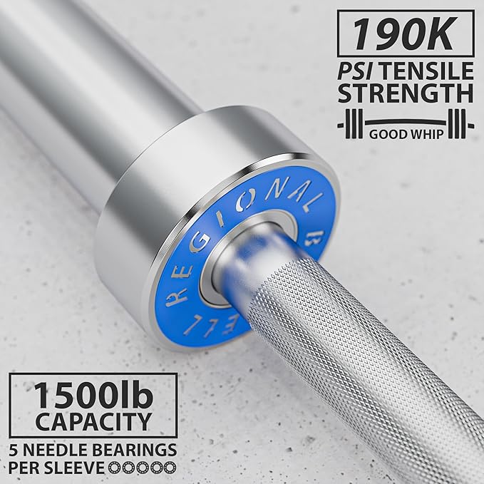 Synergee Regional Olympic 20kg Men’s and 15kg Women’s Hard Chrome & Black Phosphate Barbells. Rated