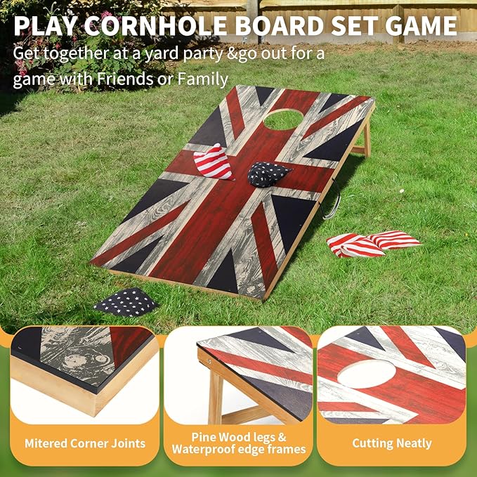 Cornhole Set, Corn Holes Outdoor Game, Regulation 2X4 Cornhole Boards, Portable Cornhole Set