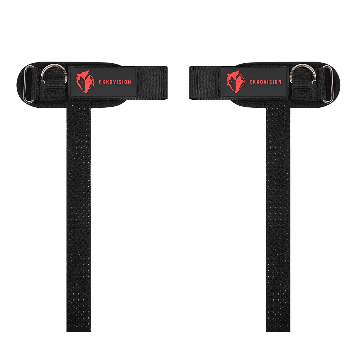 Ekkovision Weight Lifting Straps, Cuffed D Ring, Phase 3 Logo, Black