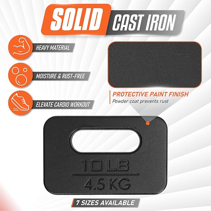Yes4All Ruck Weight Plate, Cast Iron Rucking Plates with Wide Grip for Swings, Squat, Strength
