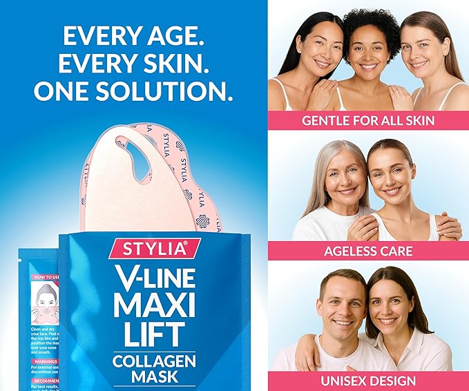 Stylia MaxiLift V-Line Lifting Collagen Face Mask – Enhanced Double Chin Reducer – Jawline Shaper