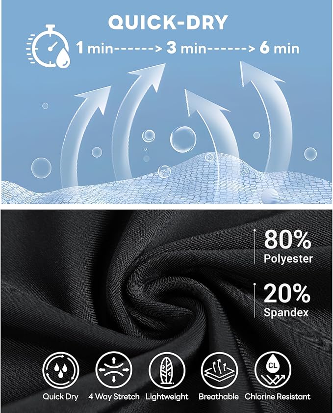 HUGE SPORTS Men's Rash Guard Swim Shorts Compression Swimming Jammer Cool Dry Active Swimsuit