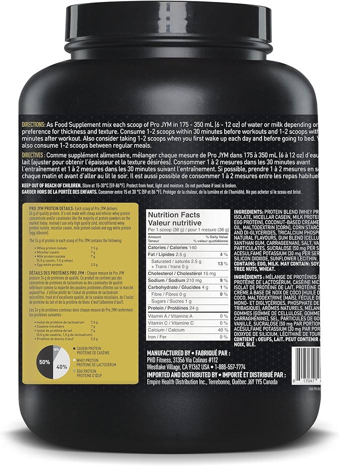 Pro JYM Tahitian Vanilla Protein Powder - Whey Protein Isolates, Casein, & Milk Protein, Lean