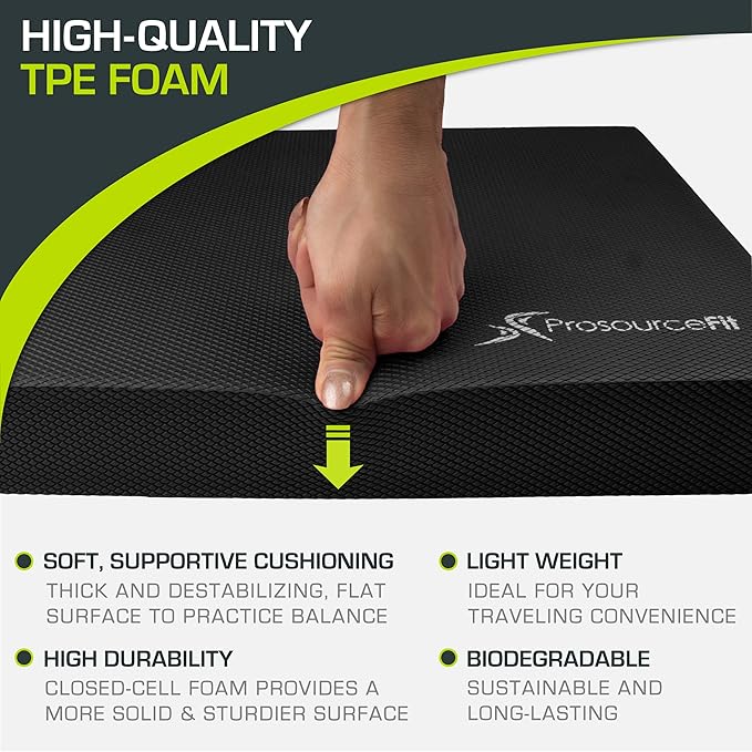 ProsourceFit Exercise Balance Pad – Non-Slip Cushioned Foam Mat & Knee Pad for Fitness and
