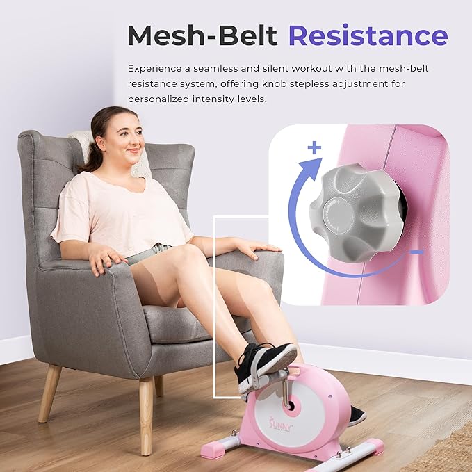 Sunny Health & Fitness Smart Under-Desk Bike Exerciser, Low-Impact Cardio Cycling Equipment for