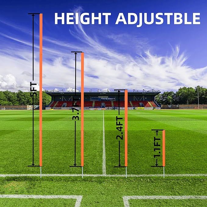 6 Pcs 5FT Adjustable Agility Training Poles for Soccer,Basketball,Football,Dog,Horse Training-Speed