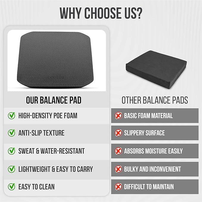 Balance Pad ??Premium POE Foam, Non-Slip Stability Pad for Physical Therapy, Yoga, Core Training &