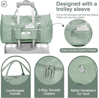 FIORETTO Womens Gym Tote Duffle Bag with Wet Pocket & Shoe Compartment, Sports Duffel Overnight
