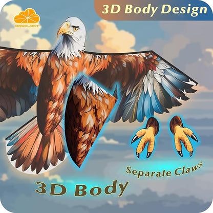 ORGCLDKT- 3D Lifelike Style Bird/Eagle Kite, Super Easy to Fly with, Ideal for Kids, Adults, Girls