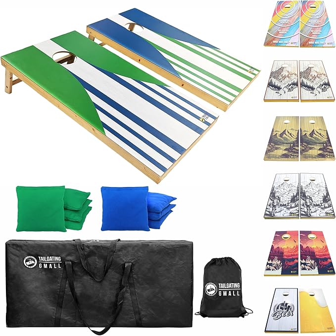 Cornhole Board Set 4FTx2FT Solid Wood Regulation Size Cornhole Set Includes 8 Cornhole Bags for