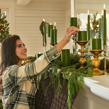 Thymes Frasier Fir Scented Candles for Home Decor - Green Pillar Candles for Women & Men - Place on