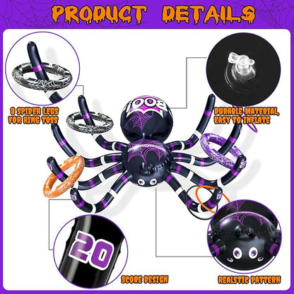 Garma Inflatable Spider Ring Toss Game for Kids' Halloween Party & Outdoor Fun