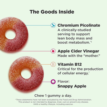 OLLY Metabolism Gummy Rings, Metabolism and Cellular Energy Chewable Supplement,* Apple Cider
