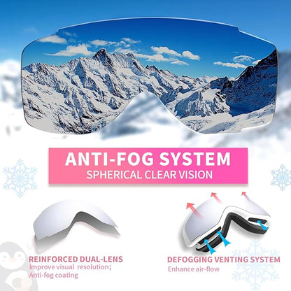 Freela Kids Ski Snowboard Goggles for Toddler(3-14) Youth Anti Fog Anti UV Goggles Girls Boys Snow