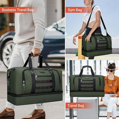 WITZMAN Travel Duffle Bags for Men Weekender Bags with Toiletry Bag Sets Carry On Overnight Bag 55L
