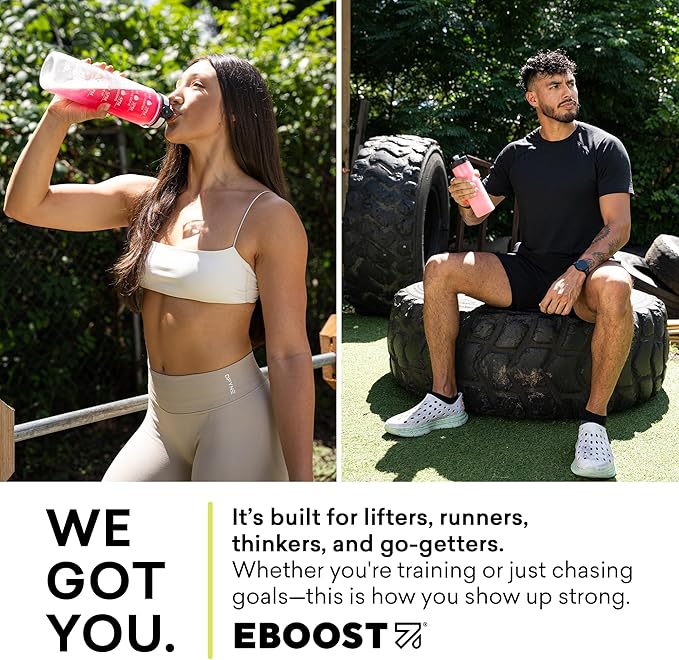 EBOOST POW Natural Pre Workout Powder - 20 Servings, Peach Nectar - Preworkout Energy Booster Gym