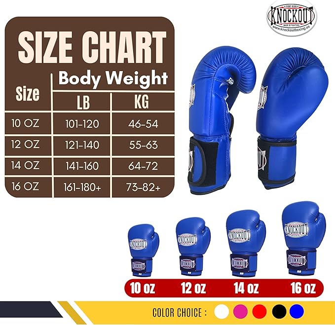 Knockout Gel Boxing Gloves for Men Women - Pro Training Sparring, Maya Hide Leather Muay Thai MMA