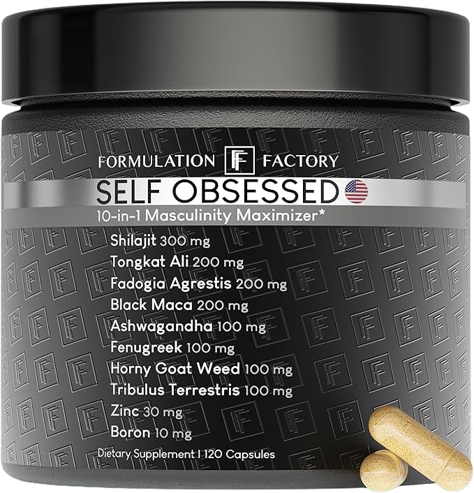 Self Obsessed 10 in 1 Masculinity Maximizer Supplement, Shilajit for Men, Tongkat Ali, Ashwaganda