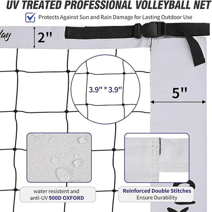 Outdoor Portable Volleyball Net Set for Backyard Beach with Adjustable Heavy Duty Poles, Durable