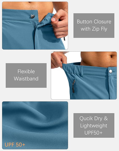 Pudolla Men's Hiking Cargo Shorts 9" Lightweight Outdoor Work Shorts for Men Travel Golf Camping