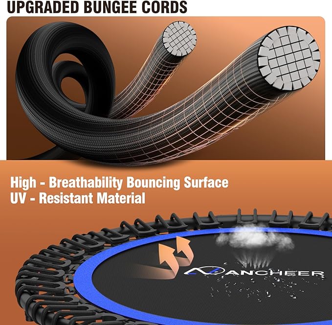 Bungee Rebounder Trampoline,ANCHEER 40" Foldable Fitness Trampoline with 4-Level Adjustable