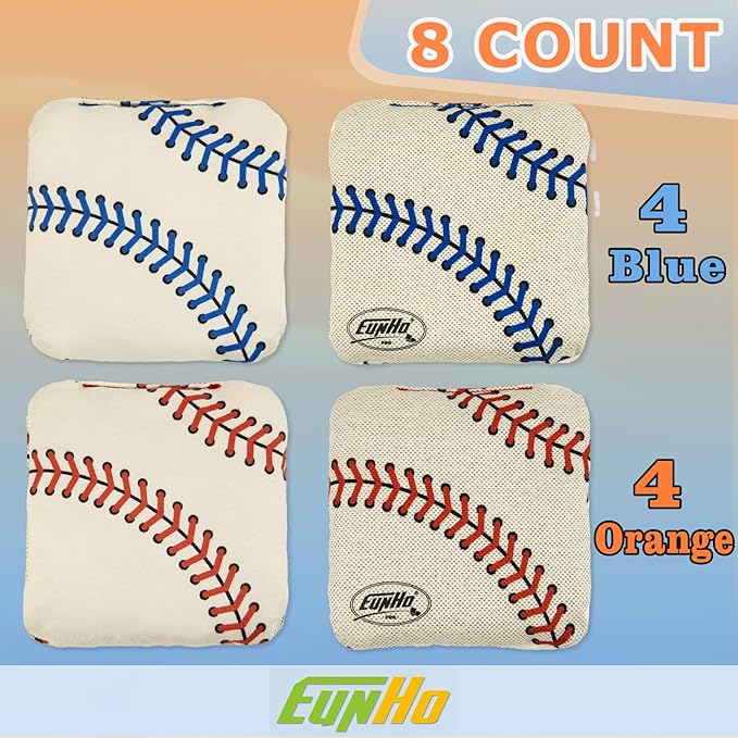 EunHo Dual Sided Cornhole Bags Regulation Set of 8 Professional Cornhole Bean Bags Slick and Stick