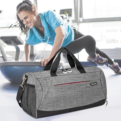 Kuston Sports Gym Bag with Shoes Compartment, Trolley Sleeve and Wet Pocket Gym Duffel Bag