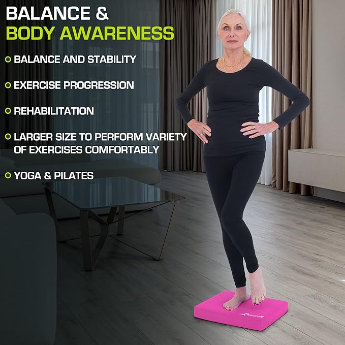 ProsourceFit Exercise Balance Pad – Non-Slip Cushioned Foam Mat & Knee Pad for Fitness and