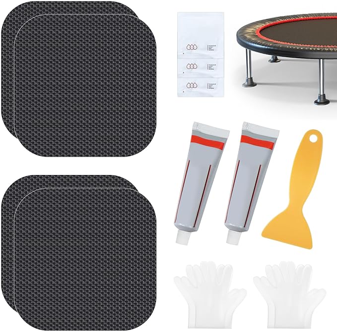 Trampoline Patch Repair Kit 4.1'' x 4.1'' Square Patches | Repair Trampoline Mat Tear or Hole in a