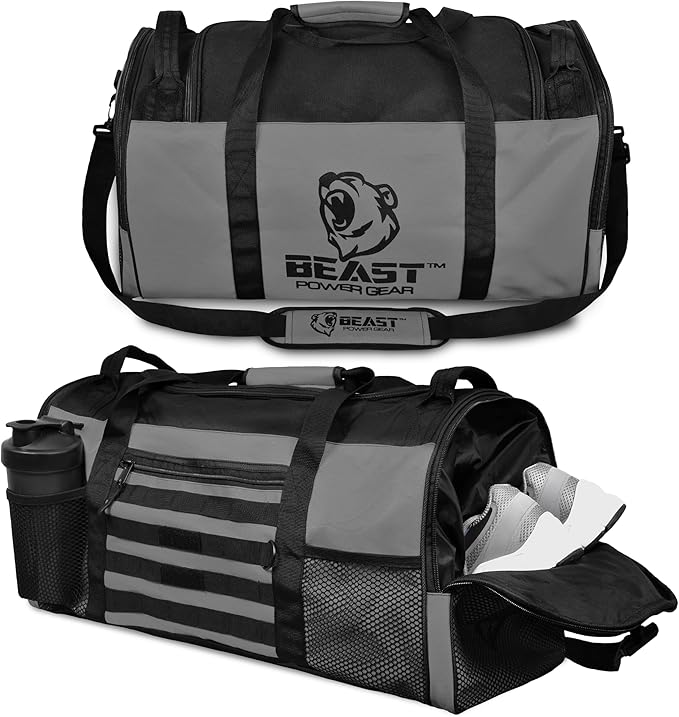 Duffel Gym Bag For Women with Shoe Compartment, Sports Bag with Zippered Pockets, Adjustable Straps