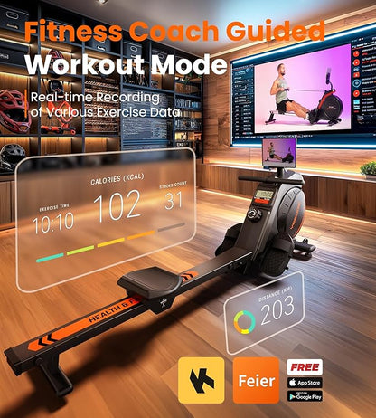 YOSUDA Magnetic/Water Rowing Machine for Home - Rower Machine Use with Bluetooth, App Supported