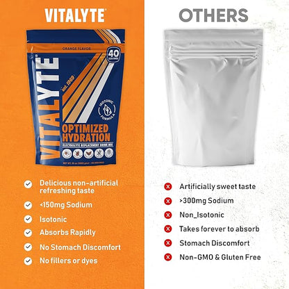 Vitalyte Electrolyte Powder Drink Mix, Isotonic Electrolyte Hydration Mix, Bulk Case Pack (12 Pack