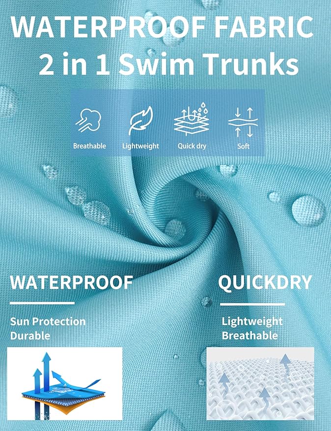 Goodstoworld Mens Swim Trunks with Compression Liner 9'' Inseam Quick Dry Swimsuit Shorts M-3XL