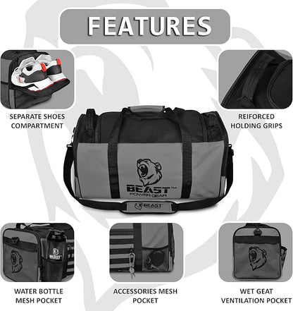 Duffel Gym Bag For Women with Shoe Compartment, Sports Bag with Zippered Pockets, Adjustable Straps