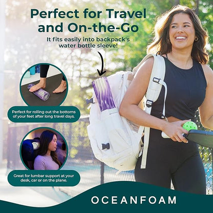 Oceanfoam Ripple Travel Foam Roller (11" x 3.35") Firm Mini Foam Roller for Physical Therapy, Deep