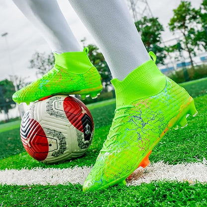 Men's Soccer Shoes High-Top Soccer Cleats Outdoor Breathable Athletic Professional Spikes Youth