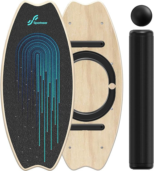 Sportneer Balance Board - 7 Modes Wobble Board with Adjustable Stoppers - Exercise Balancing