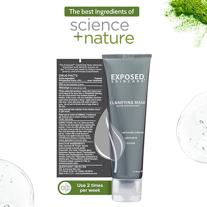 Exposed Skin Care Activated Charcoal Face Mask to Purify Skin, Regulate Oil Production and Visibly