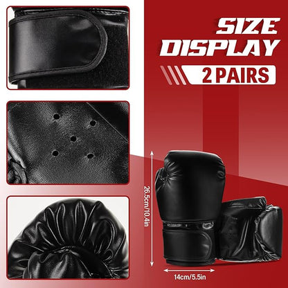 4-in-1 2 Pairs 8 oz Boxing Gloves and 4 Pcs Punching Mitts Set for Kids Men Women, Boxing Gloves