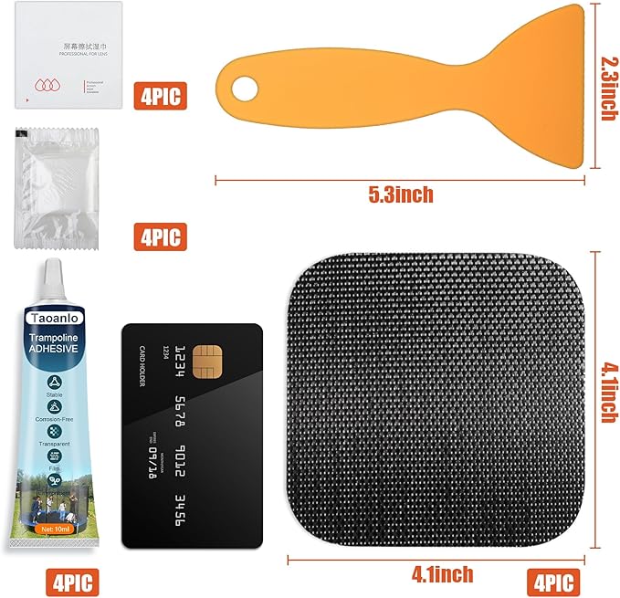 Trampoline Patch Repair Kit 4.1'' x 4.1'' Square Patches | Repair Trampoline Mat Tear or Hole in a