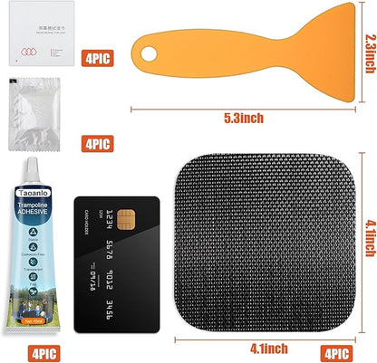 Trampoline Patch Repair Kit 4.1'' x 4.1'' Square Patches | Repair Trampoline Mat Tear or Hole in a