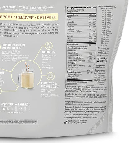 Sunwarrior Organic Plant Based Protein Powder | Vegan Organic Protein Powder with BCAA Amino Acids