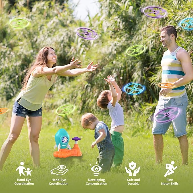 Outdoor Toys for Kids Ages 3-8: Flying Disc Rocket Launcher Toy Butterfly Chasing Games, Outside